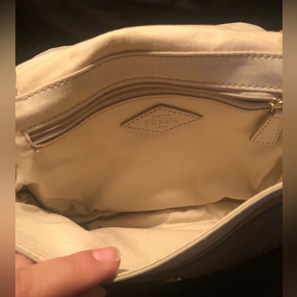 NWOT Fossil Preston Flap Crossbody in Metallic Gold & Cream Summer Travel - Picture 6 of 12